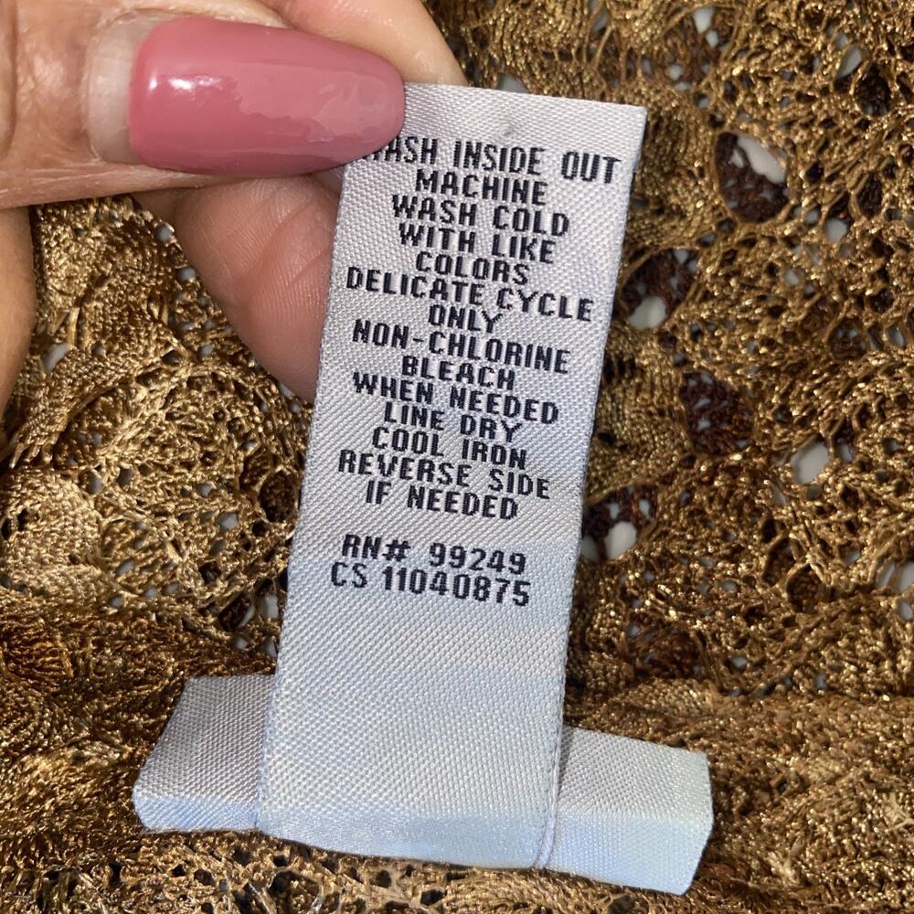 VTG Catherines Women's Plus Size 1X Lace Fish Net Brown Tunic Blouse Top Spring - Picture 7 of 10